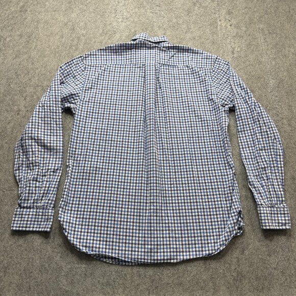 Brooks Brothers Oxford Button-Down Shirt Men L Blue Check Gingham OCBD 44" - Picture 7 of 13